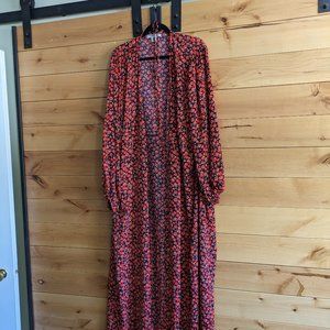 Glamorous Curve Red Floral True Wrap Maxi Dress US24 (4x?)